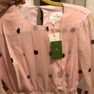 Kate spade polka dot long sleeve pink dress